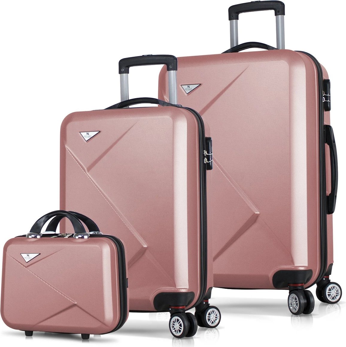 Set valixhesh (3 copë), ngjyrë rozë e artë, Zoozie Bags, 8367