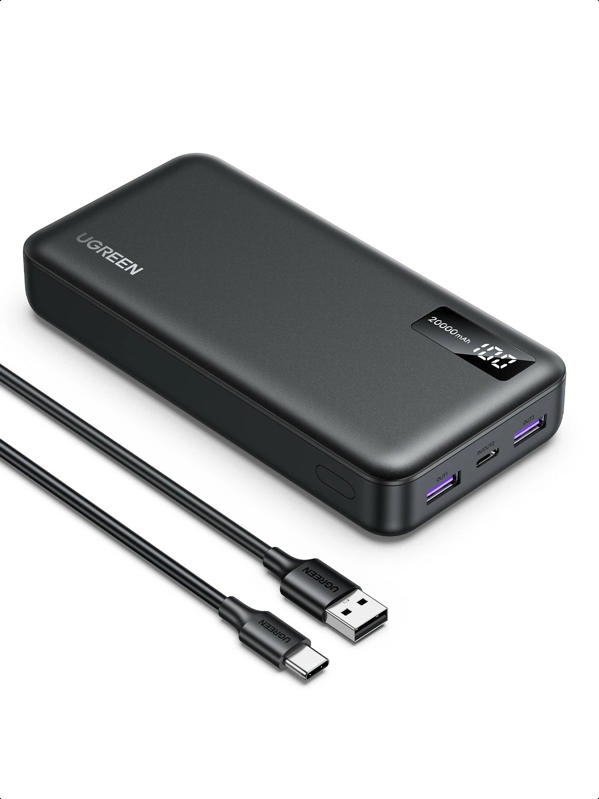 Powerbank Ugreen 10000mAh karikim i shpejtë dyanshëm, e zezë
