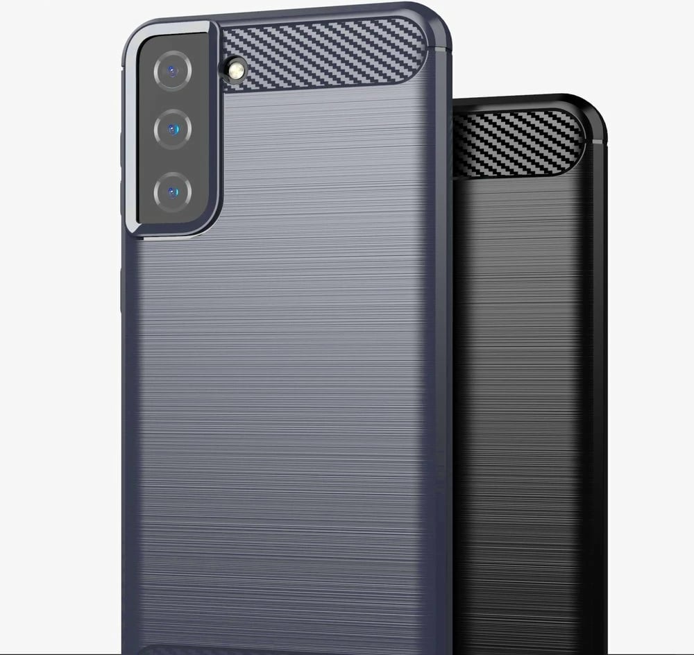 Mbështjellës Hurtel Carbon Case për Samsung Galaxy S21+ 5G, i zi
