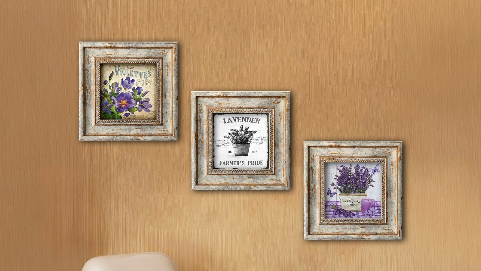 Pikturë dekorative me kornizë MDF (3 copë), Wallity, Huhu324, 30x30