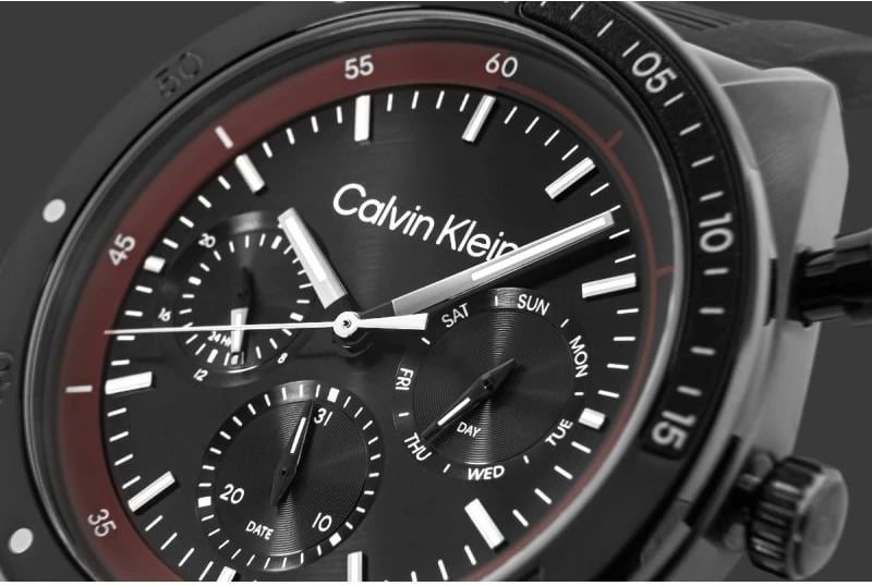 Orë dore për meshkuj Calvin Klein, e zezë