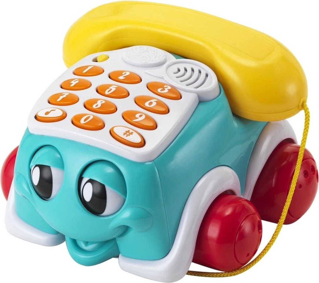 Telefon interaktiv lodër, B-kids 1163396, me tinguj dhe melodi, 12m+, bateri AA, blu/bardhë/verdhe