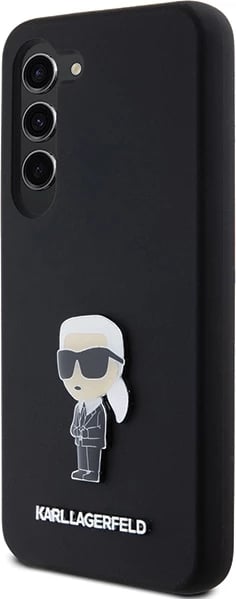Mbështjellës Karl Lagerfeld Silicone Ikonik Metal Pin për Samsung Galaxy S23, i zi