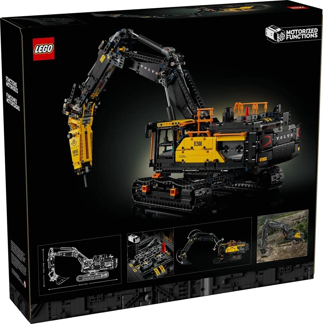 Set LEGO Technic Volvo EC500 Hybrid Excavator, 42215, për të rritur, e zezë/verdhe