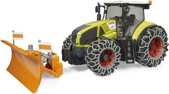 Traktor lodër BRUDER Claas Axion 950 me plug bore, 1:16, Gjelbër/Portokalli/E zezë