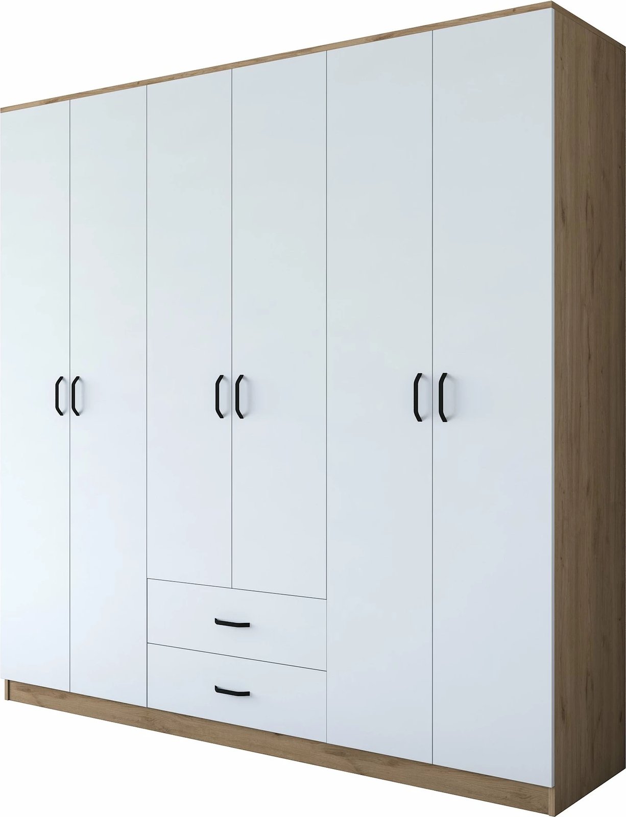 Dollap Hanah Home, BA111 - 2324, ngjyrë arr dhe e bardhë, 210x210x51.5cm