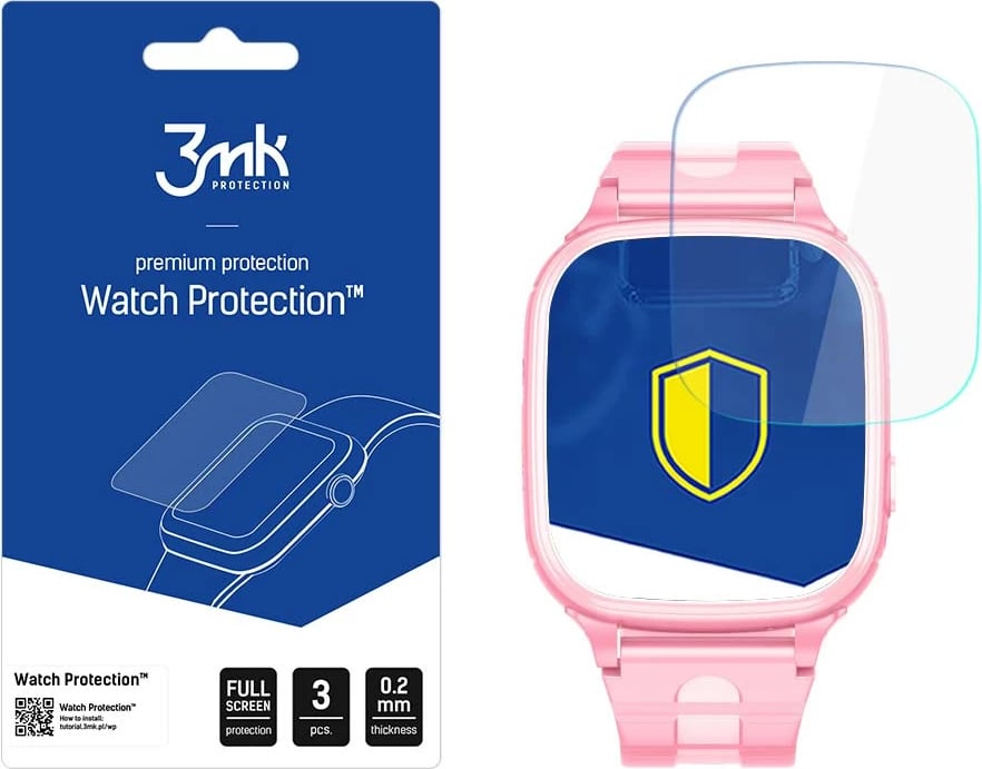 Mbrojtës ekrani smartwatch, 3mk Protection FlexibleGlass, për Forever GPS WIFI Kids Watch Me 2 KW-310, 0.2 mm, set 3 copë