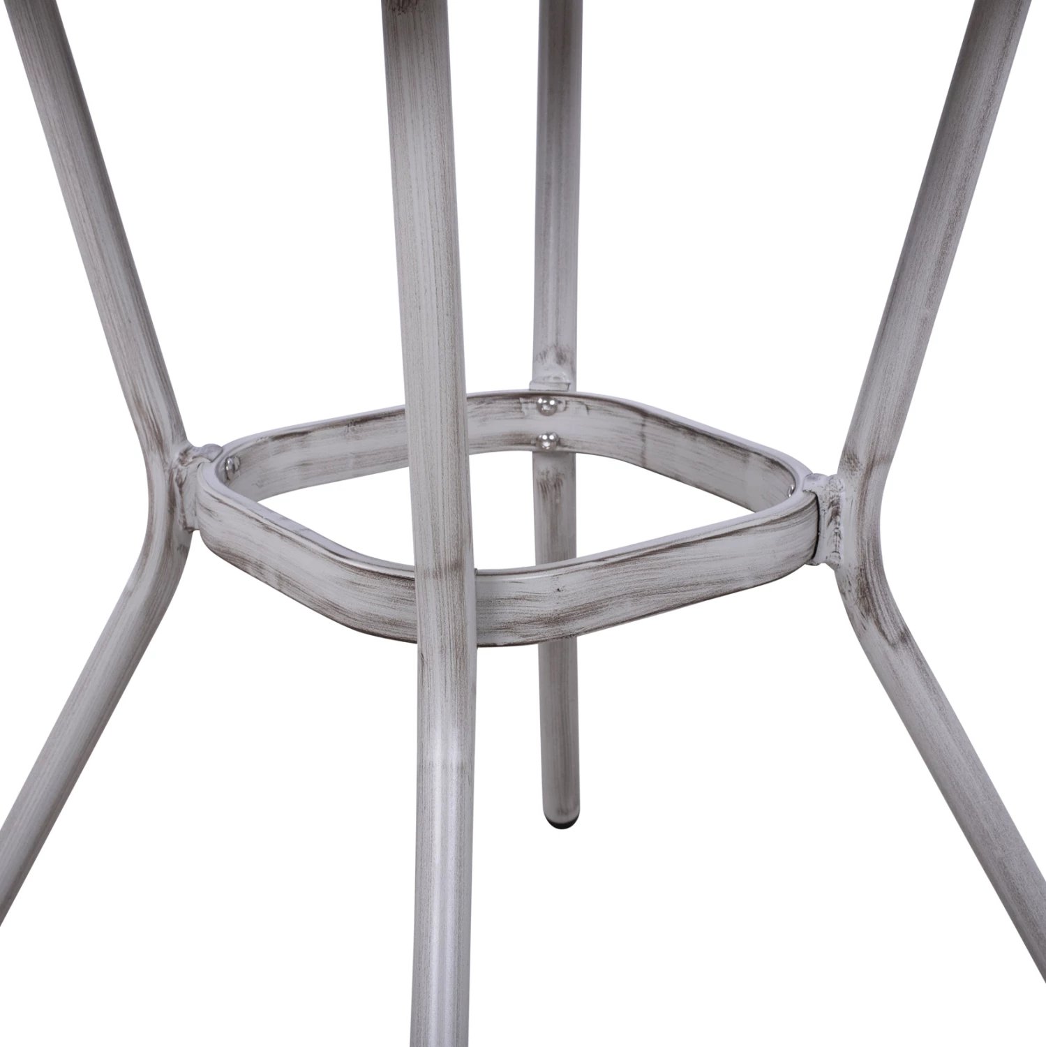 Tavolinë alumini 70X70X76 pamje bambuje FH5568.01 patinë e bardhë me xham