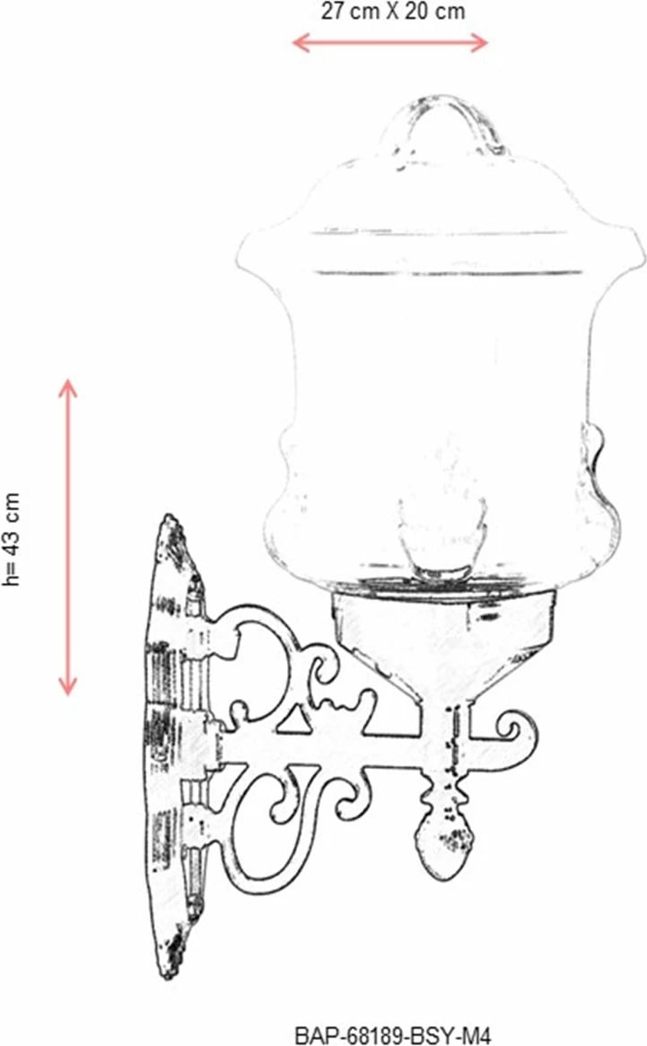 Llambë muri për jashtë Opviq, BAP-68189-BSY-M4, e zezë