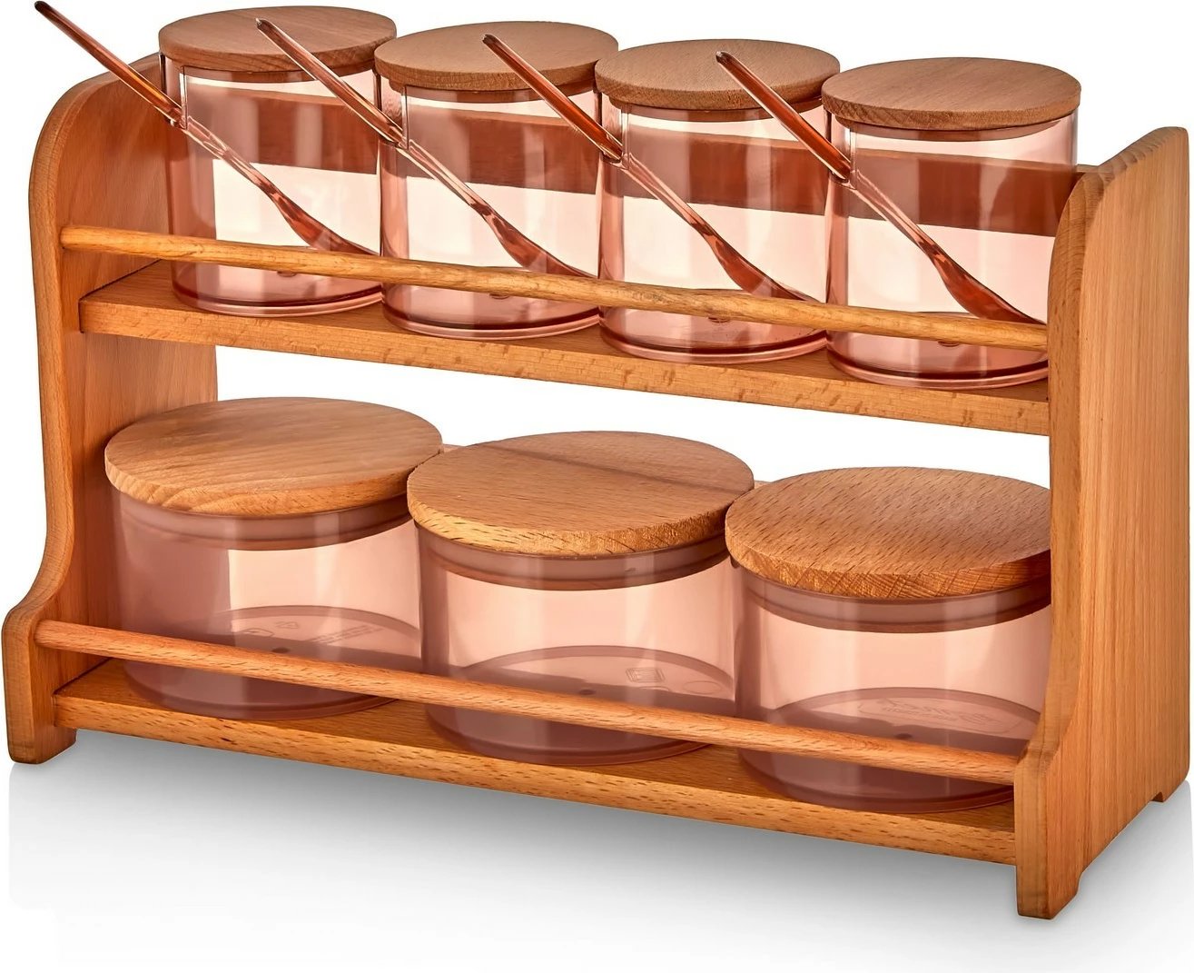 Set kavanozash për erëza me raft druri, Hermia Concept, 657