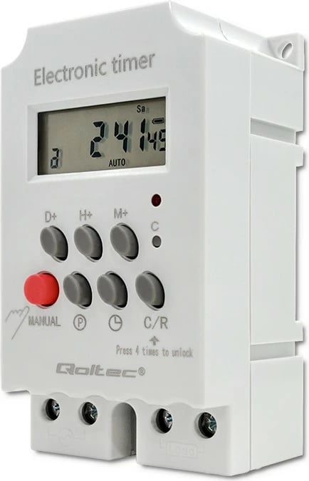 Programator kohe elektronik Qoltec PC0629, për shinë DIN, i bardhë