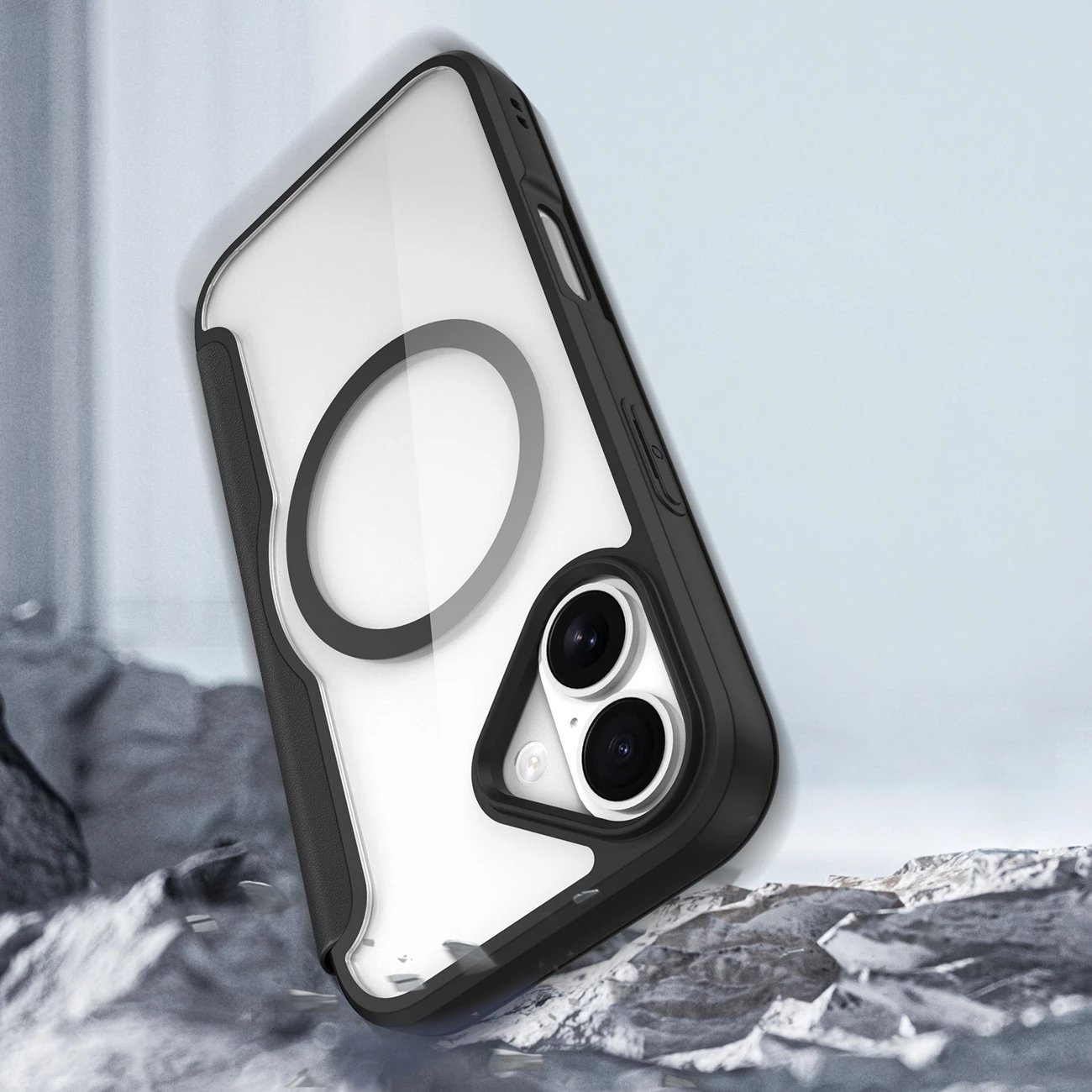 Mbështjellës Dux Ducis Skin X Pro për iPhone 17, me portofol, MagSafe, e zezë