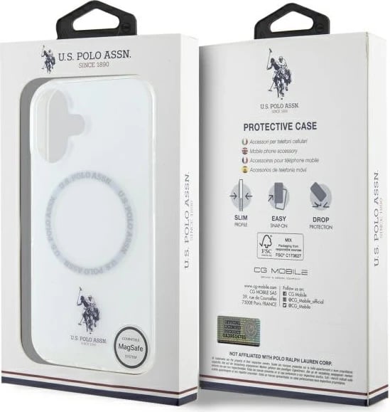 Mbështjellës U.S. Polo Assn. IML Ring MagSafe për iPhone 16, Bardhë Mbështjellës U.S. Polo Assn. IML Ring MagSafe për iPhone 16, Bardhë