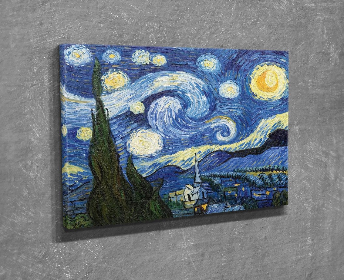 Pikturë dekorative në kanavacë, Van Gogh Starry Night, DC237, shumëngjyrëshe, 30x40cm