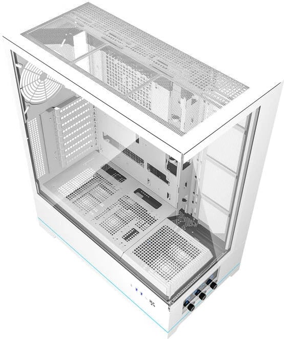 Kasë Darkflash DY451L, Big Tower, pa ventilatorë, ATX, xham i temperuar, e bardhë