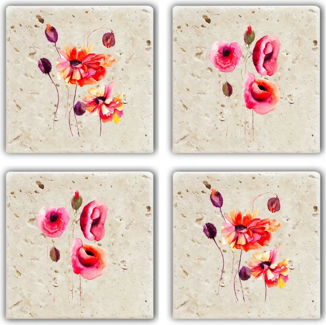 Set 4 copë nënshtrues gote prej guri natyral, shumëngjyrësh, Hermia, TBA137530901