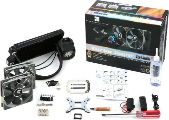 Ftohës i lëngshëm Thermalright Turbo Right 240C, All-in-one, 2x12cm, i zi