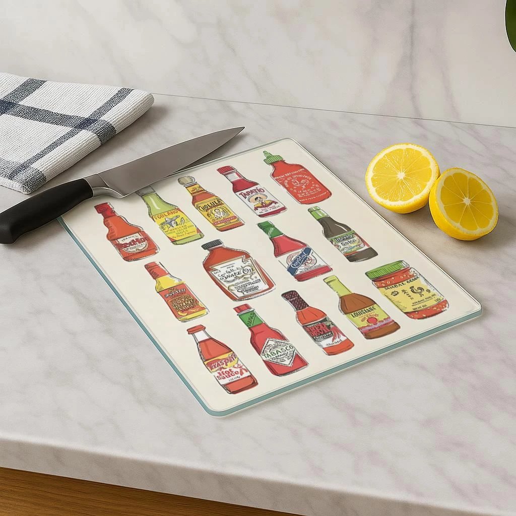 Dërrasë prerëse Hermia, qelq i temperuar, shumëngjyrëshe, Kes-00057, 20x30cm