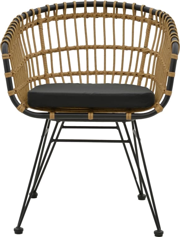 Set tavoline me karrige Kliton-Naoki B, 5 pjesë, alumin anthracite, rattan natyral, 80x80x74cm