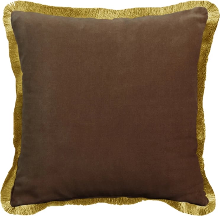 Jastëk dekorativ Terricio, kadife, kafe me të artë, 45x45cm