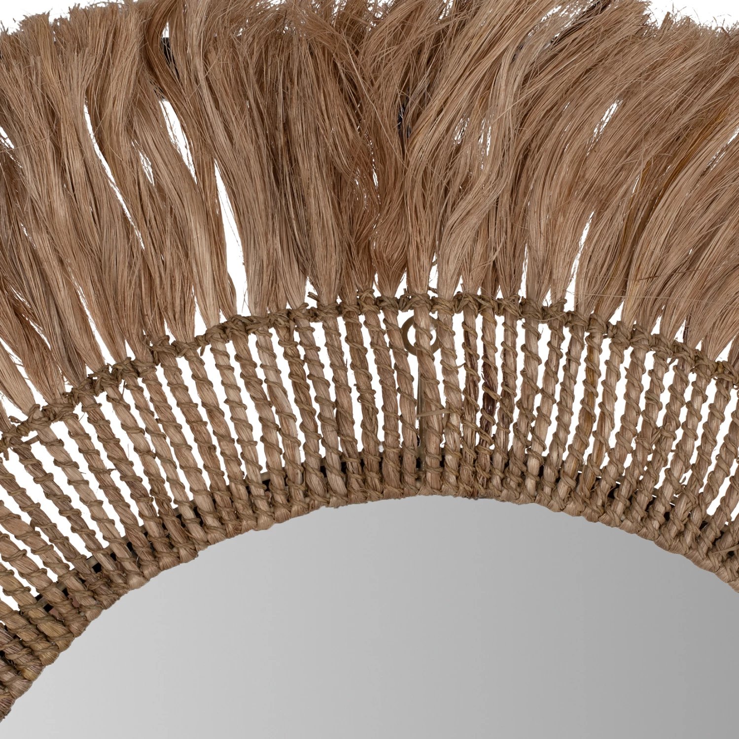 Pasqyrë e rrumbullakët me kornizë prej fibrash abaca, ngjyrë natyrale, 90x4x90 cm, FH7736