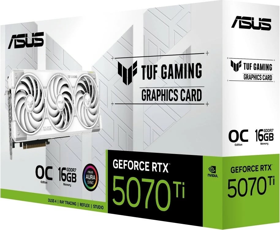 Kartë grafike Asus TUF Gaming GeForce RTX 5070 Ti OC 16GB GDDR7 256-bit PCIe 5.0 3xDP/2xHDMI, e bardhë