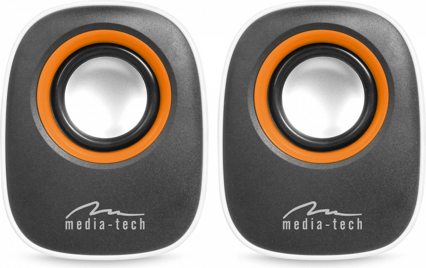 Altoparlantë stereo Media-Tech MT3137W, 6W, 3.5mm Jack, USB, zi-portokalli-bardhë
