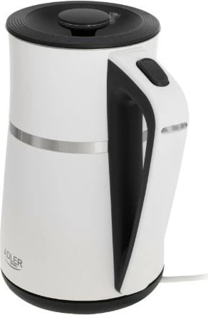 Çajnik elektrik, Adler, AD1355W, 1.7 L, 2200 W, mure të dyfishta, çelik inox brenda, bazë 360°, bardhë-e zezë