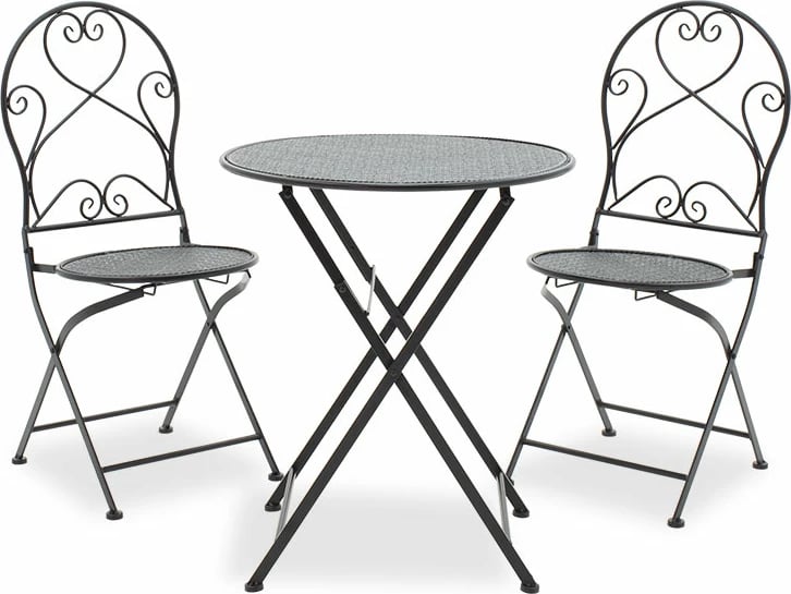 Tavolinë me karrige 3 copë Walen metal i zi