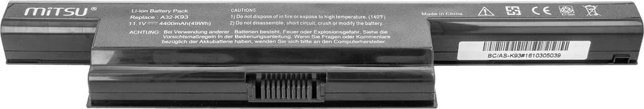 Bateri laptop Mitsu për Asus K93/K95, 4400 mAh, Li-ion, 10.8-11.1V, e zezë