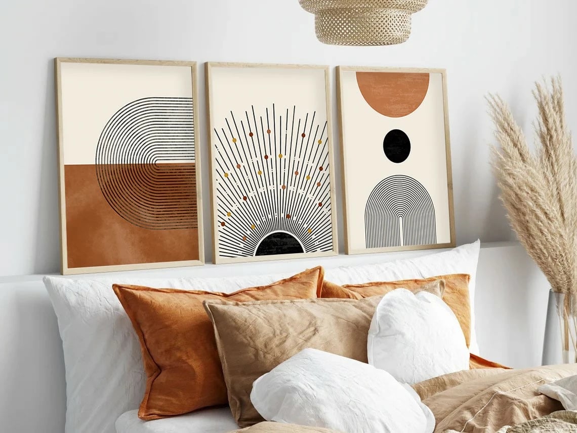 Set pikturash dekorative me kornizë MDF (3 copë), Wallity, Huhu198, 30x40cm