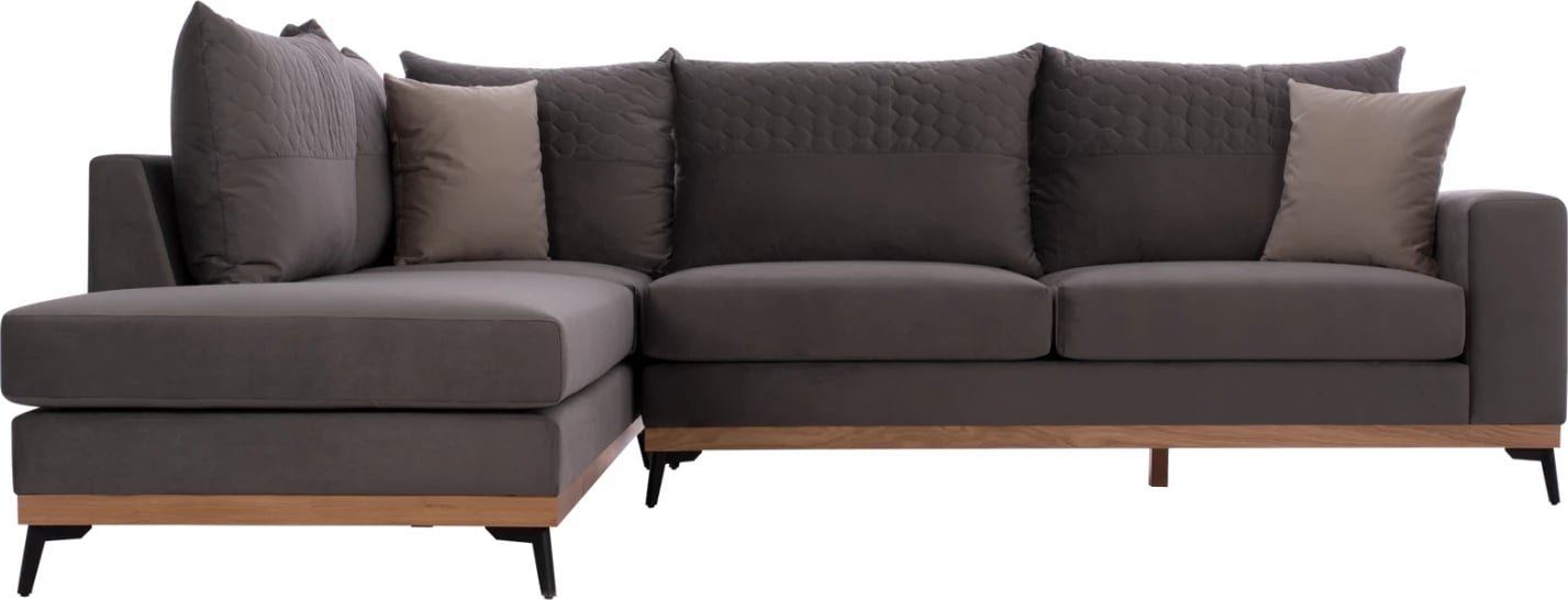 MESINA corner sofa, gray, high leg, 2pcs, left corner, stain-resistant and water-repellent fabric