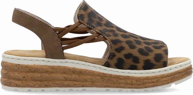 Sandale platforme femra Rieker 62741-90, leopard bezhë