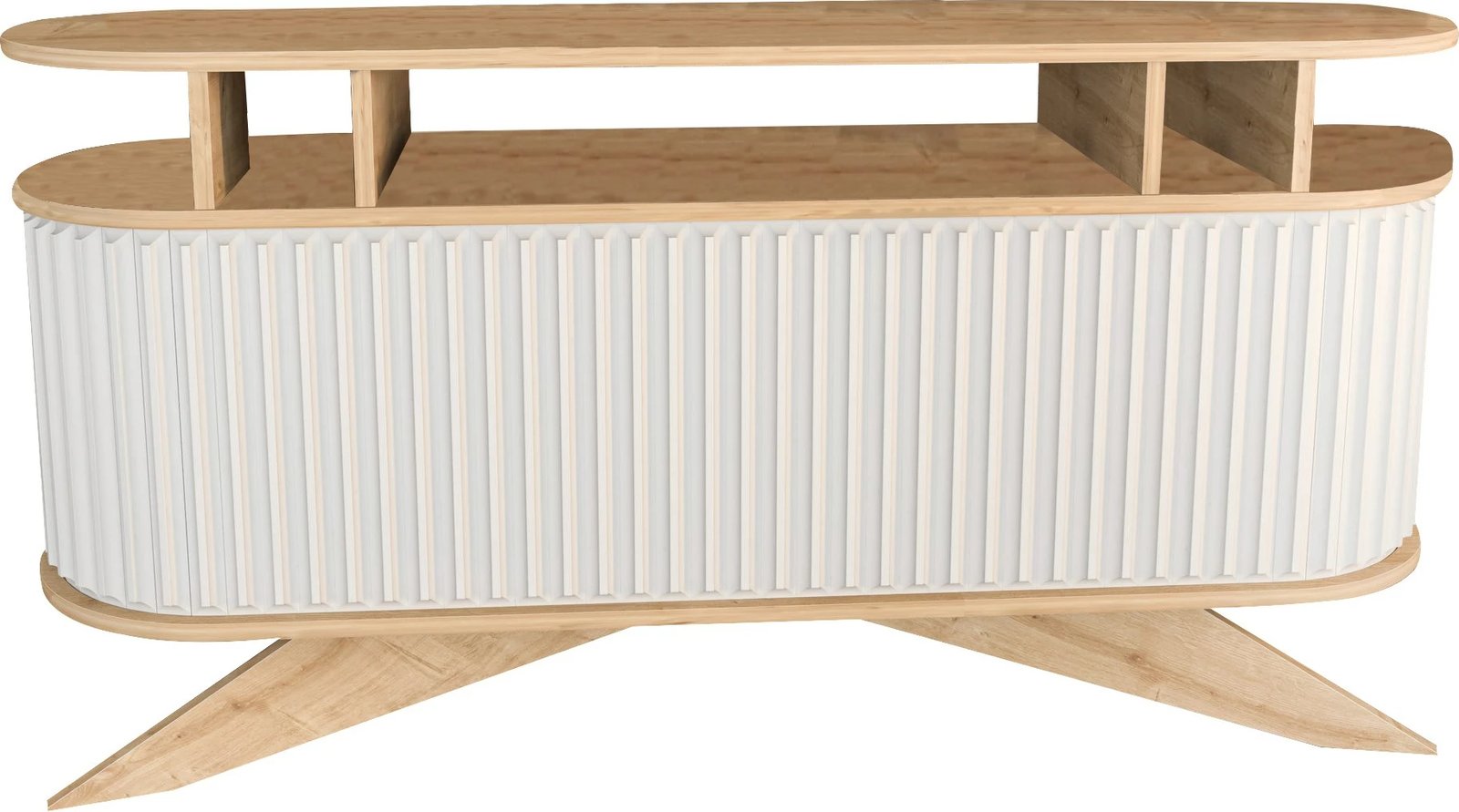 Komodë Hanah Home, e madhe, ngjyrë lis, e bardhë