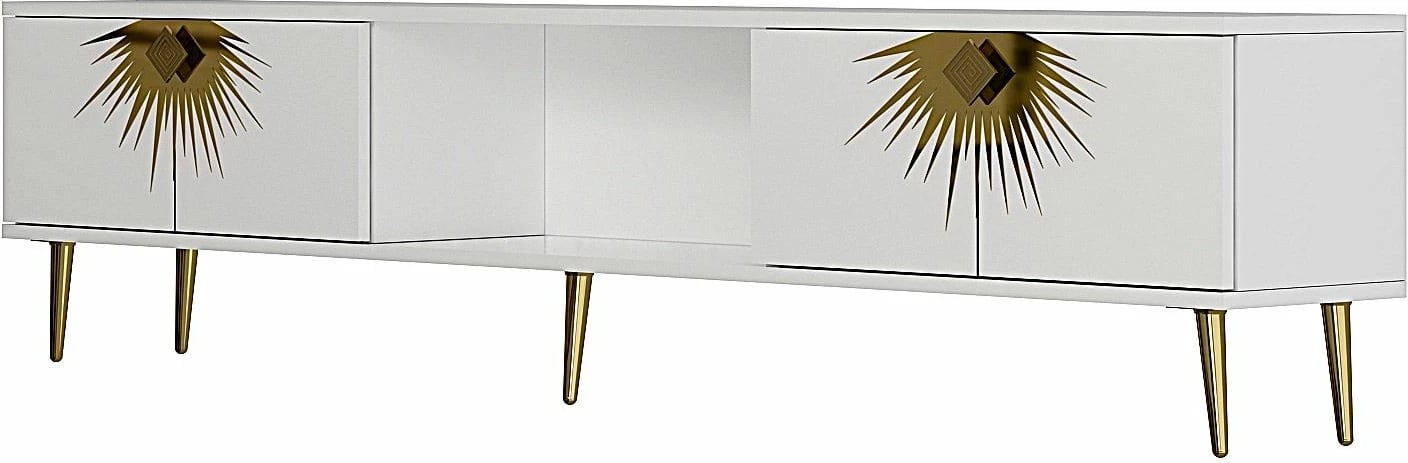 Komodë për TV, Skye Decor, e bardhë, e artë