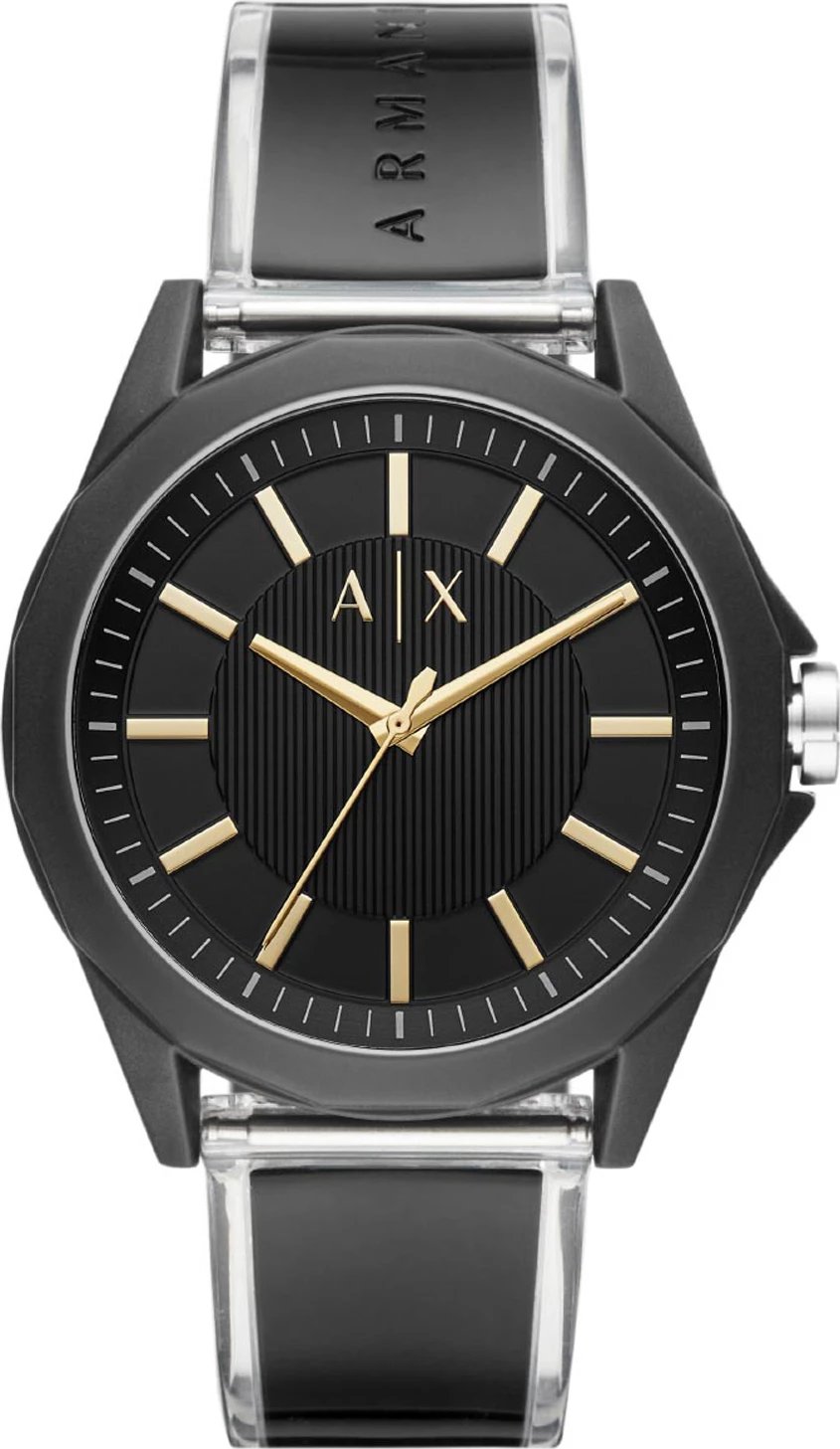 Orë dore për meshkuj Armani Exchange, e zezë