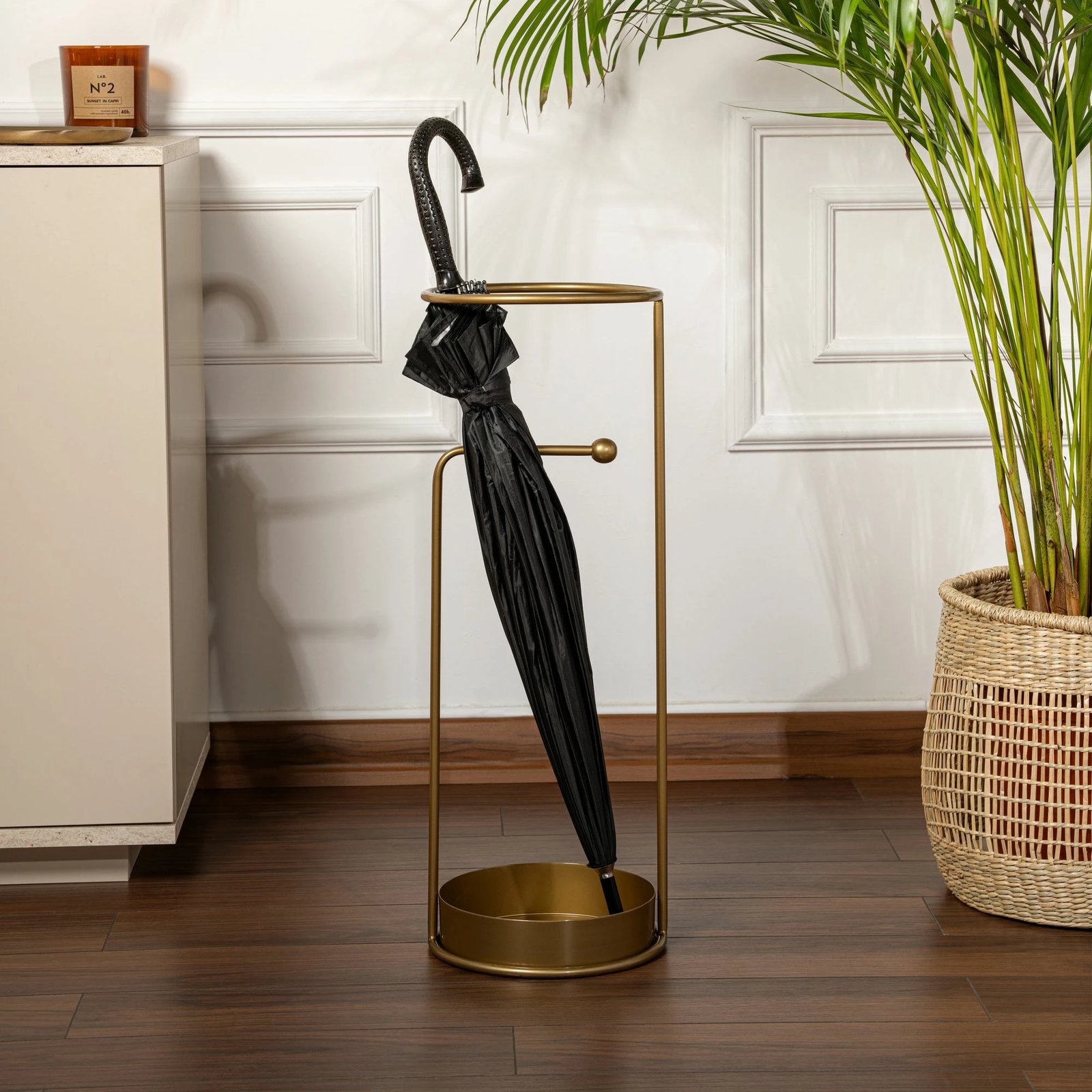 Stendë për ombrella, dizajn Aberto, ngjyrë ari, 22x22x60cm