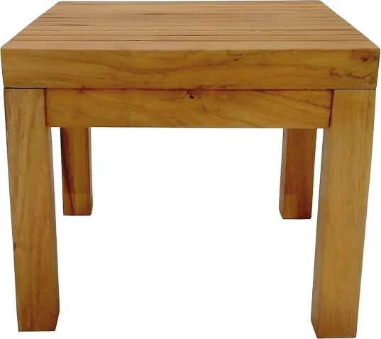 Tavolinë plazhi prej druri teak, ngjyrë natyrale, 35x35x30 cm