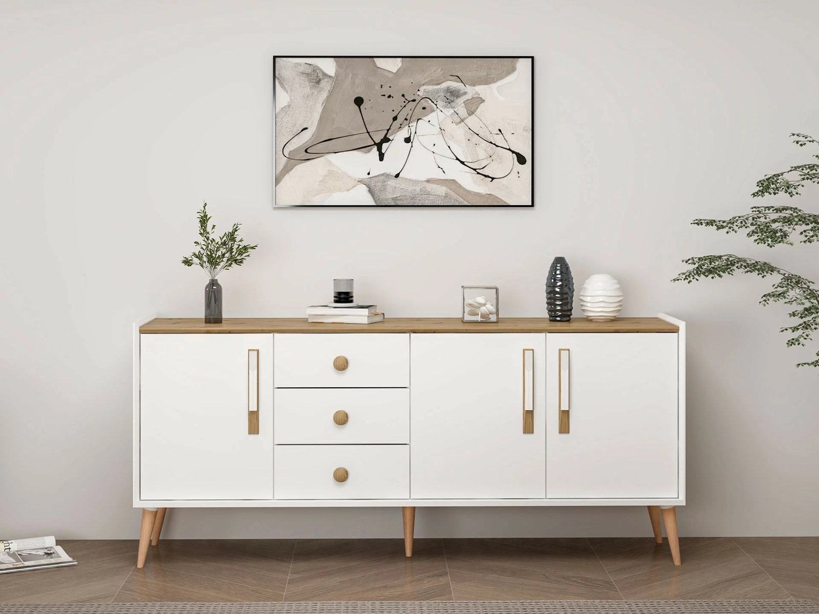 Konsol Skye Decor, Mitra, e bardhë