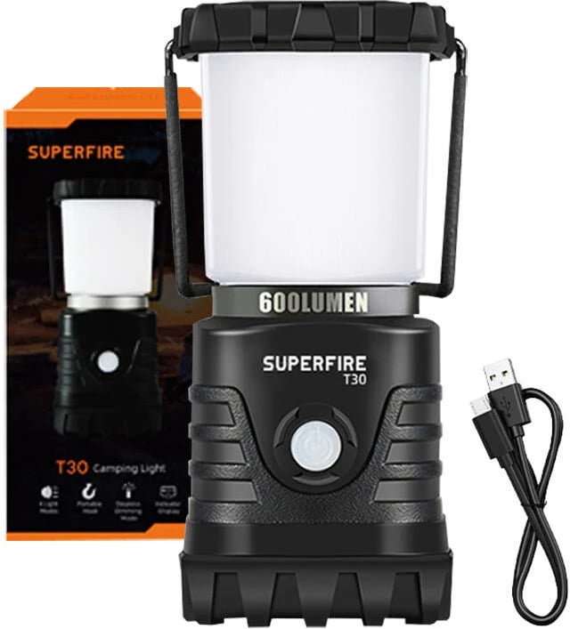 Llambë kampingu Superfire T30, 600 lumen, 4400mAh, e zezë