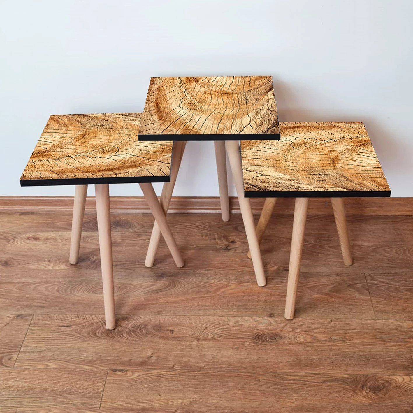 Set tavolinash ndihmëse, 3 copë, ngjyrë deve, Skye Decor, 3Shp351