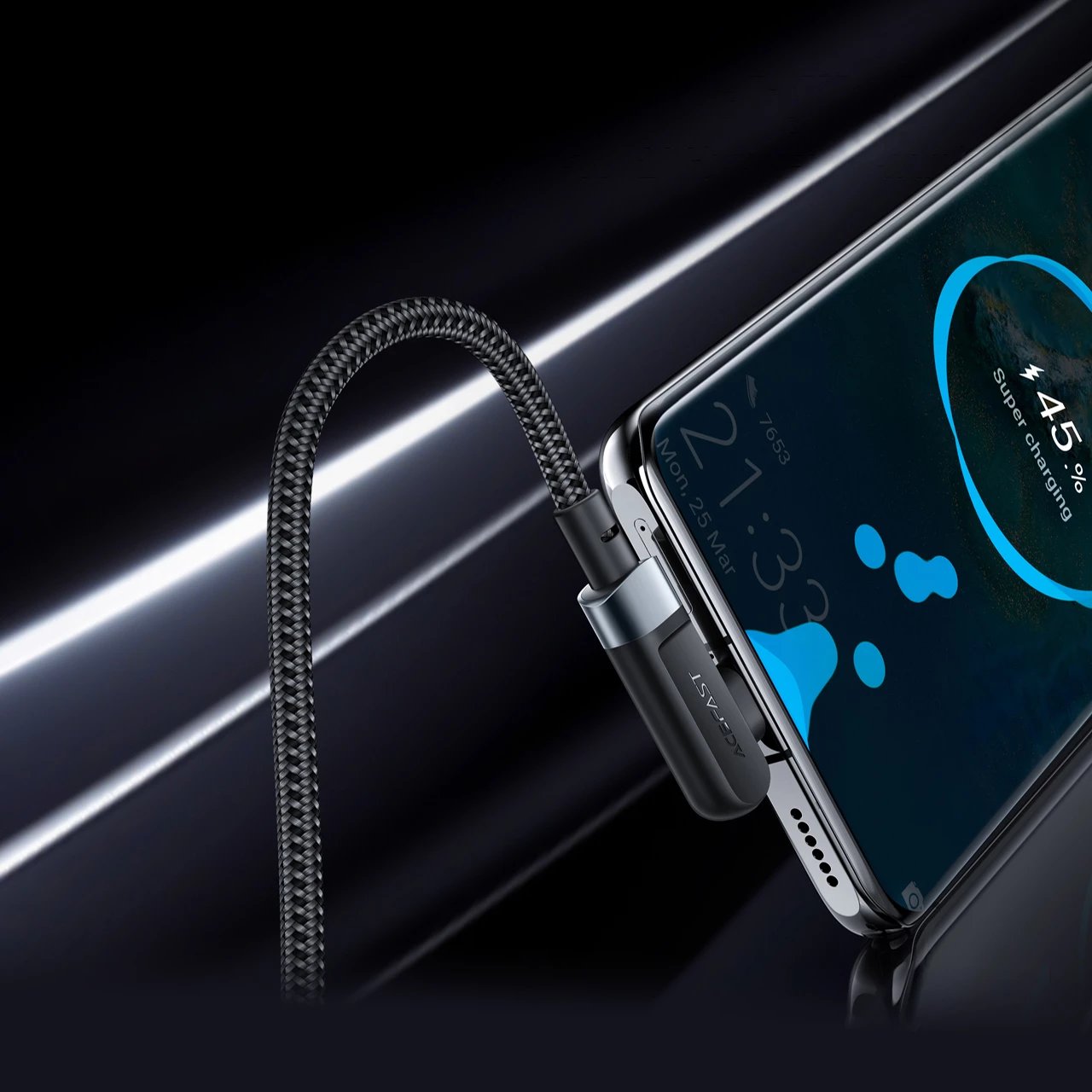 Kabllo Acefast C5-03 USB-C në USB-C, 2m, 100W, e zezë