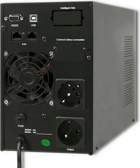 Kasë UPS Qoltec 53042, 1KVA 800W, valë e pastër sinus, LCD, USB, e zezë Kasë UPS Qoltec 53042, 1KVA 800W, valë e pastër sinus, LCD, USB, e zezë