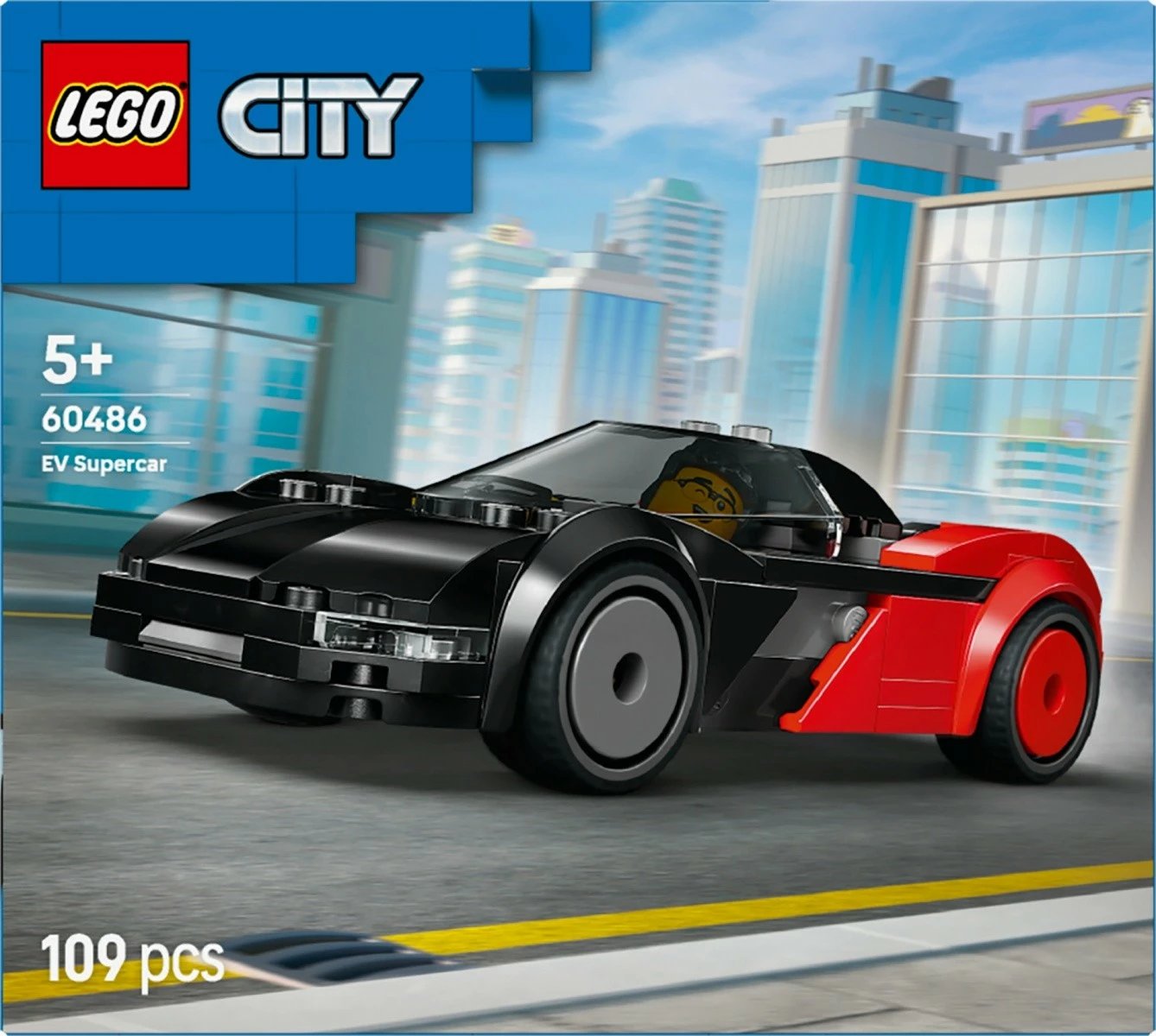 Set blloqe LEGO City 60486 superveturë elektrike, 109 pjesë, e kuqe/zezë
