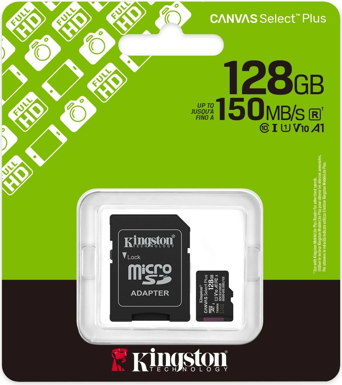Kartelë memorie Kingston Canvas Select Plus Gen3 128GB microSDXC me adapter