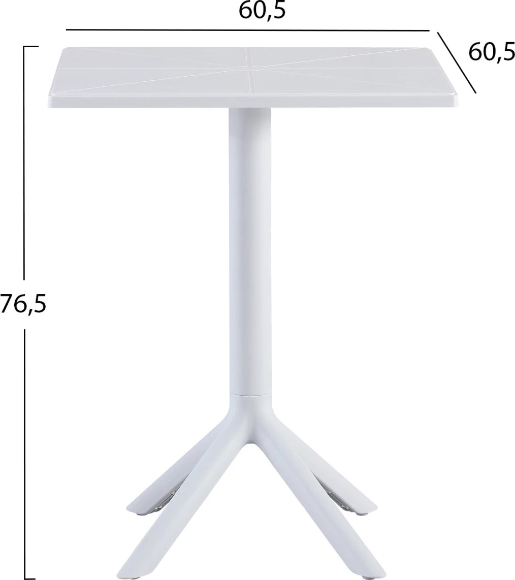 Tavolinë katrore polipropileni TERRIN FH6125.11, e bardhë, 60,5x60,5x76,5H cm