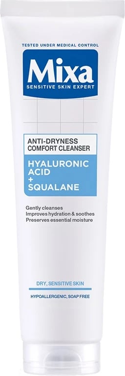 Xhel pastrues fytyre MIXA Comfort Cleanser Hyaluronic Acid + Squalane për femra 150ml