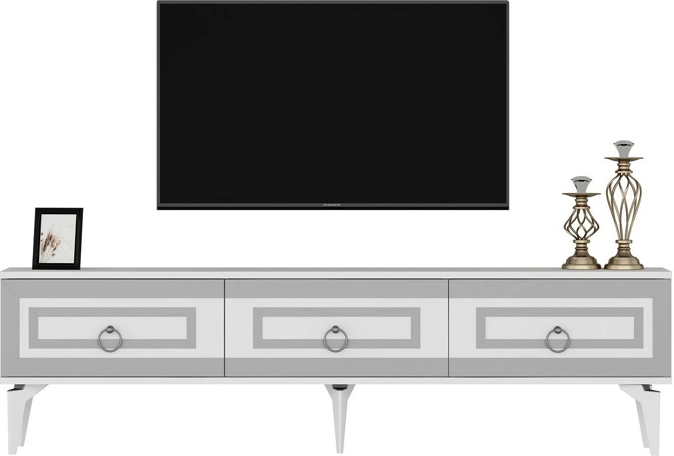 Komodë TV Hanah Home, Karya, e bardhë dhe argjend