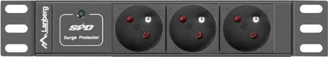 Listë elektrike PDU Lanberg PDU-03E-0200-BK, 1U, 3x prizë franceze, 2m, e zezë
