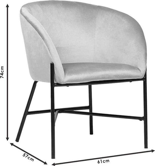 Fotelja Julia kadife e verdhë 61x57x74cm